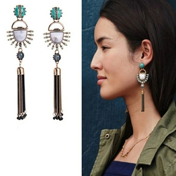 Jewelry - Long Metal Fringe Tassel Statement Earrings